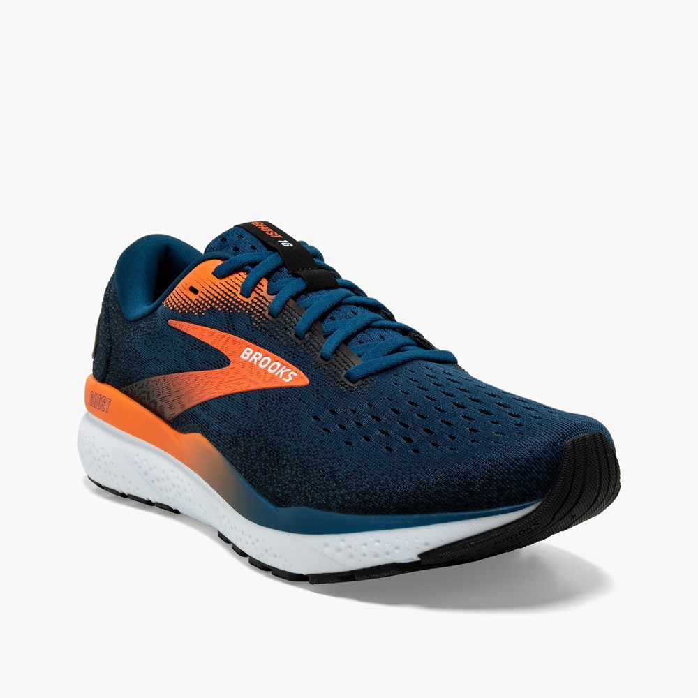 Chaussures Running Route Brooks Ghost 16 Bleu Noir Homme | YEE-8531799